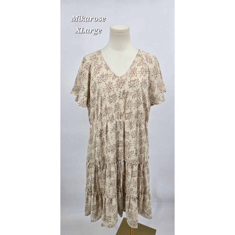 Mikarose XL Floral Cottagecore Tiered Midi Dress-‎ XLarge